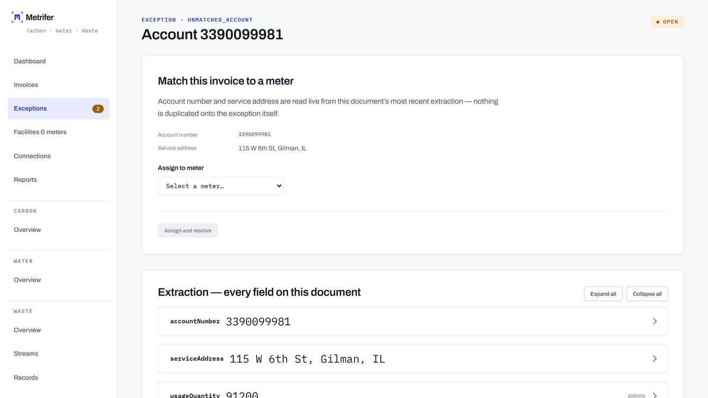 Matching an invoice to a meter when the account number is new.